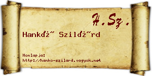 Hankó Szilárd névjegykártya